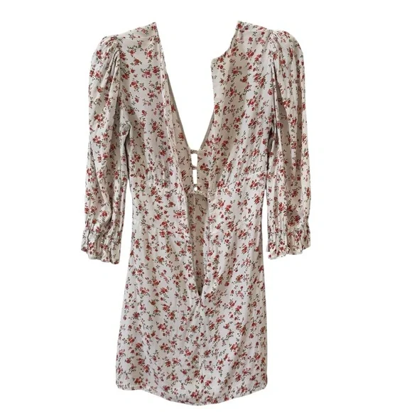 Reformation Marina Ditsy Floral Cream Mini Dress Size 0 - Picture 9 of 12